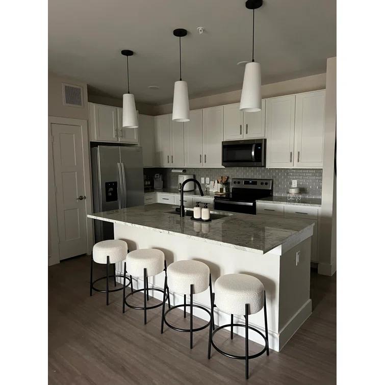 Upholstered Counter Stool with Metal Frame