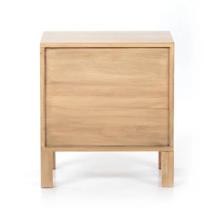 Isador Cubed Nightstand in Dry Wash Poplar with Iron and Leather Accents