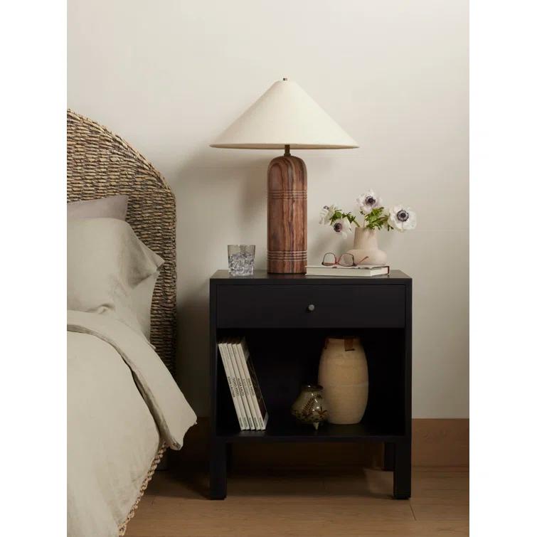 Isador Contemporary Black Solid Poplar 1-Drawer Nightstand