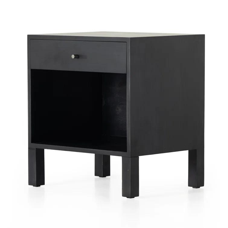Isador Contemporary Black Solid Poplar 1-Drawer Nightstand
