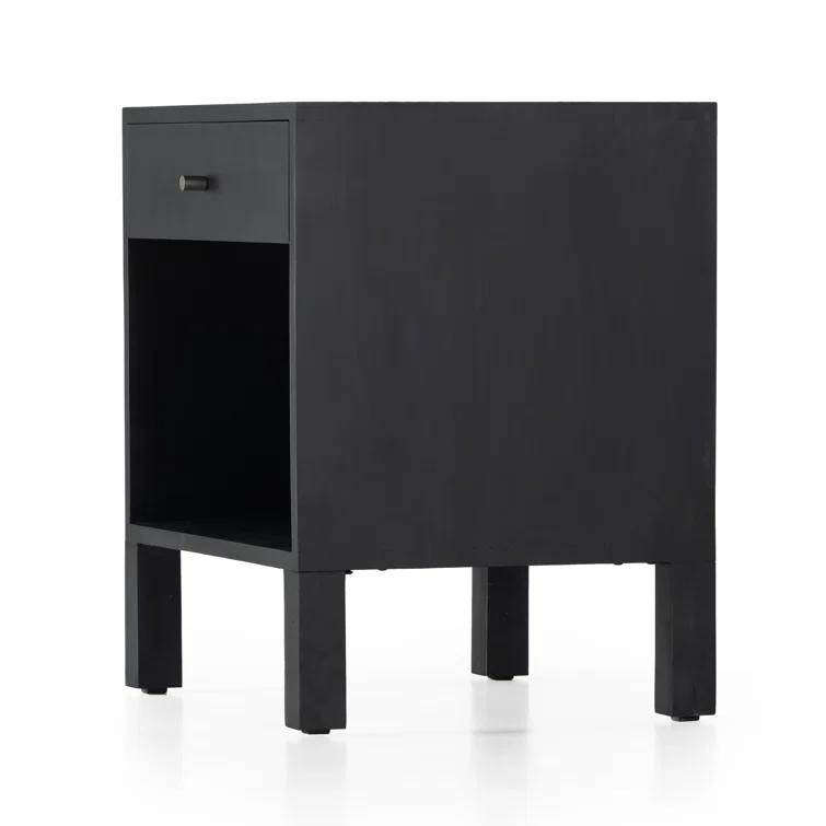 Isador Contemporary Black Solid Poplar 1-Drawer Nightstand