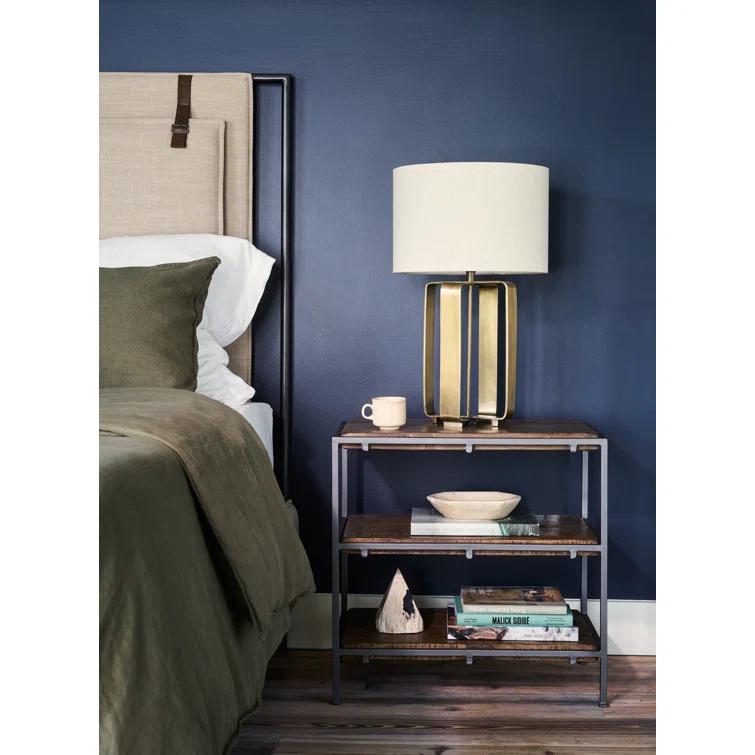 Contemporary Mango Wood 3-Drawer Nightstand in Weathered Hickory
