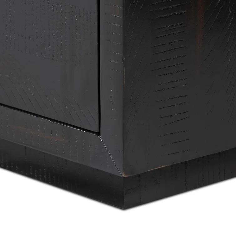 Suki Black 3-Drawer Nightstand with Metal Handles
