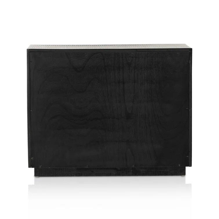Suki Black 3-Drawer Nightstand with Metal Handles