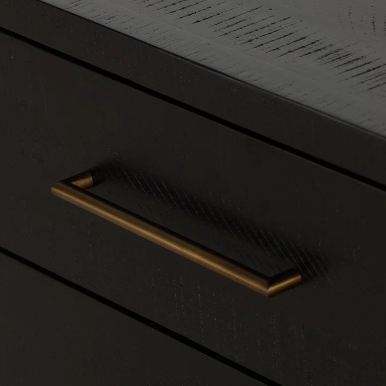 Suki Black 3-Drawer Nightstand with Metal Handles