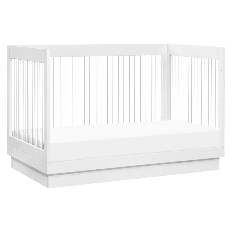 Babyletto Harlow White Acrylic 3-in-1 Convertible Baby Crib with Toddler Bed Conversion Kit