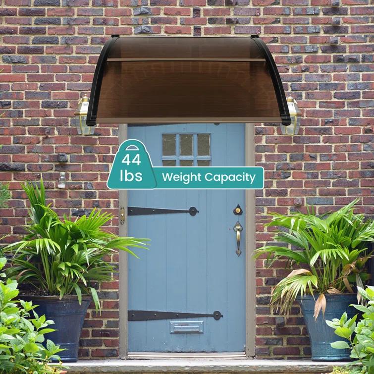 Costway 40'' W x 11'' D Polycarbonate, Aluminum, ABS Coffee Cover Retractable Window Awning