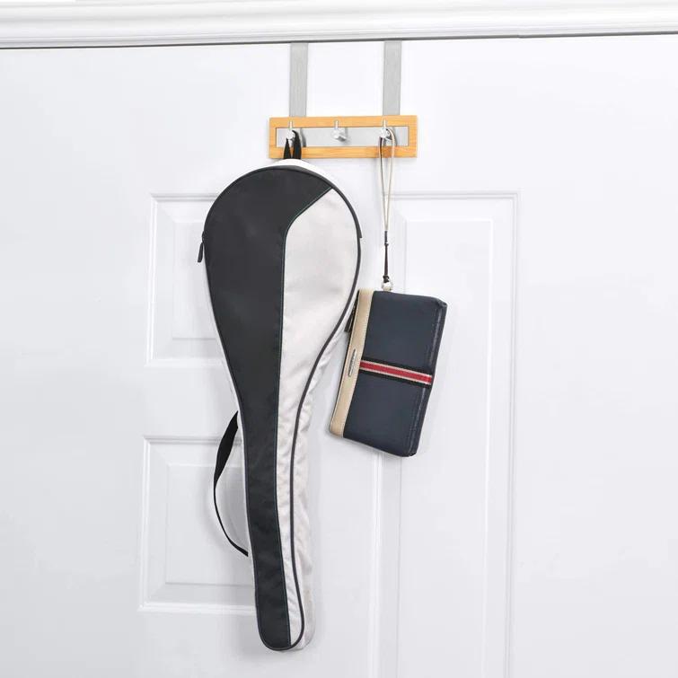 ToiletTree Products Bamboo and Stainless Steel Over-the-Door Hooks - 3 Hook Towel Rack for Bathroom, Utility, and Closet Organization