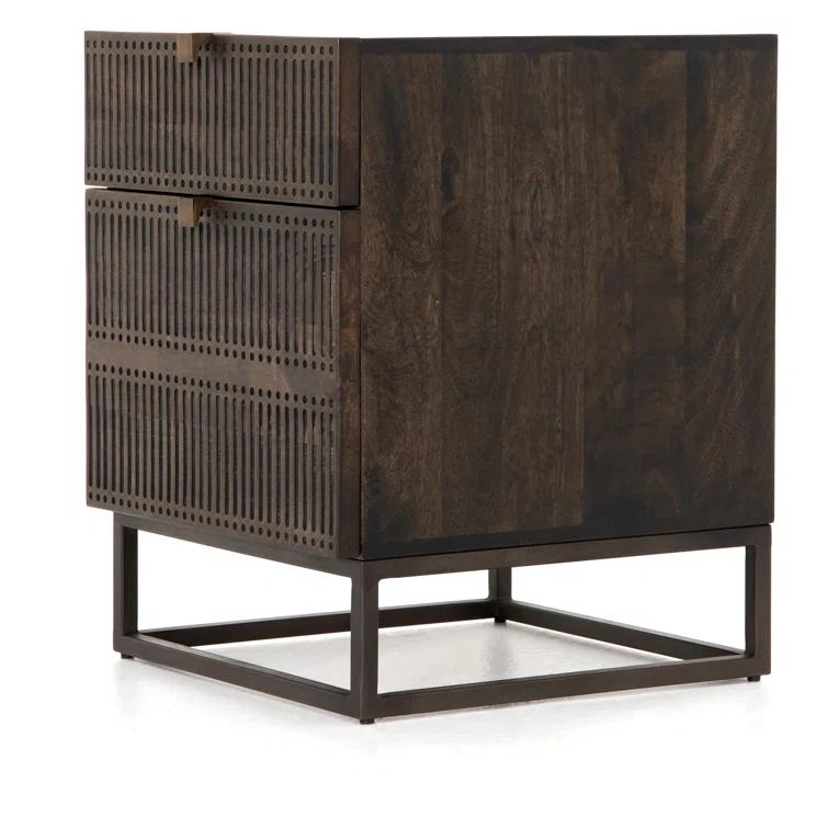 Carved Mango Wood Filing Cabinet (19")
