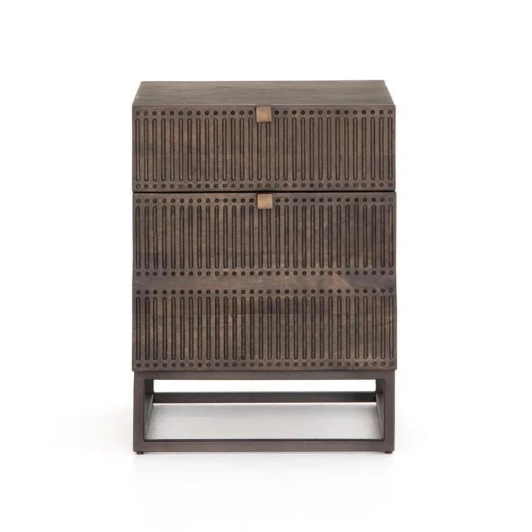Carved Mango Wood Filing Cabinet (19")