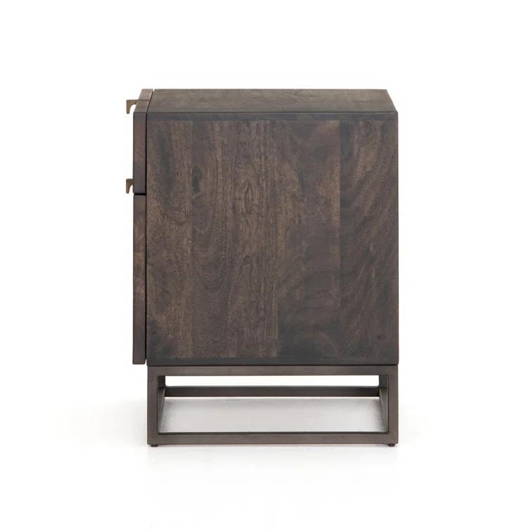 Carved Mango Wood Filing Cabinet (19")