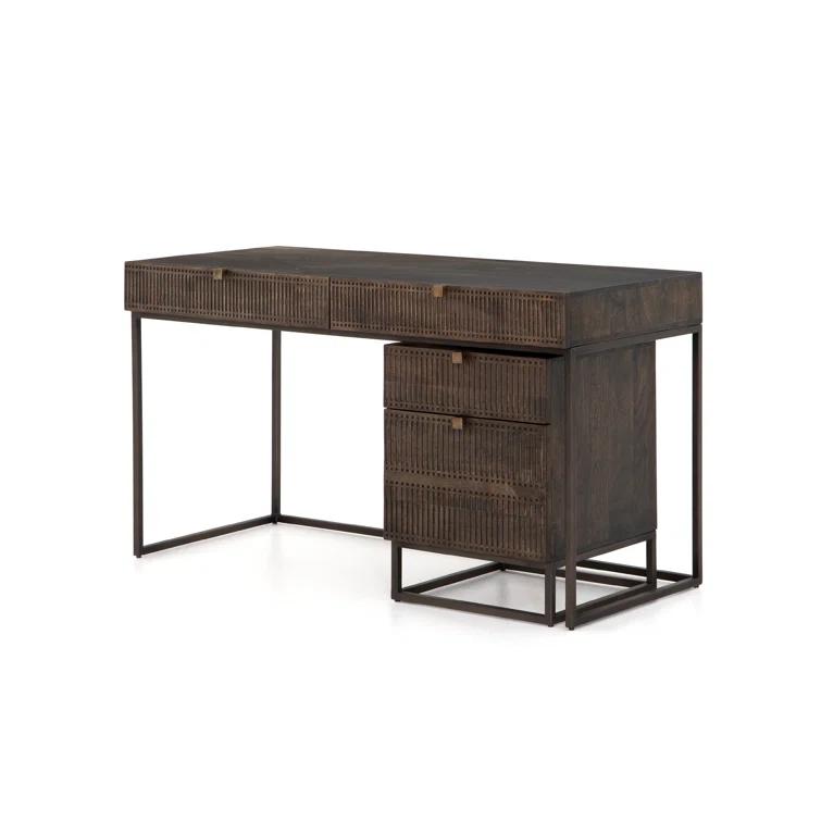 Carved Mango Wood Filing Cabinet (19")