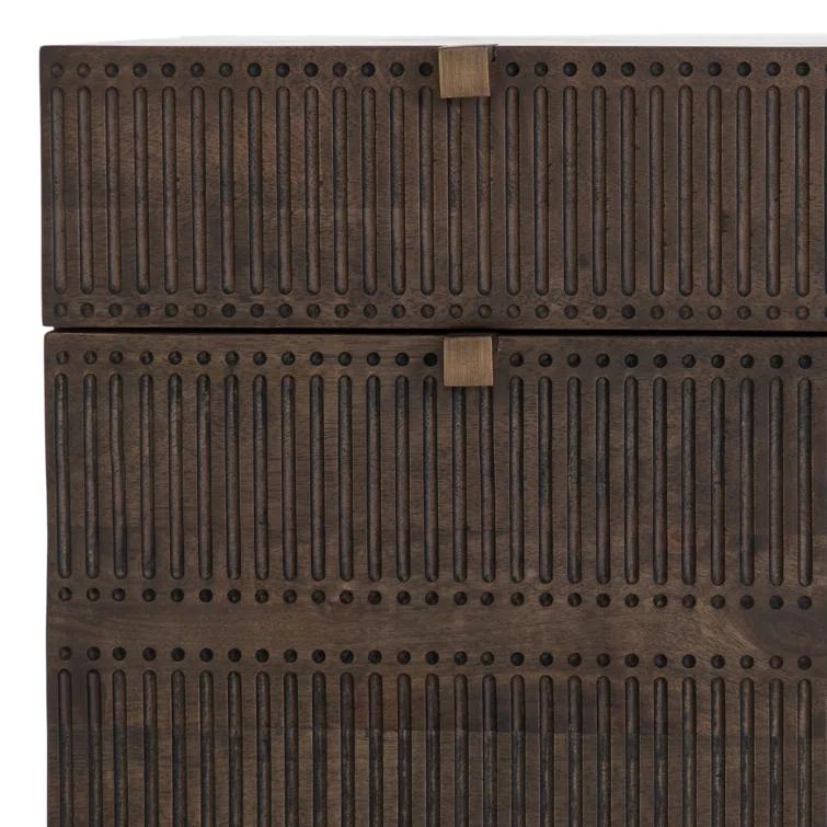 Carved Mango Wood Filing Cabinet (19")