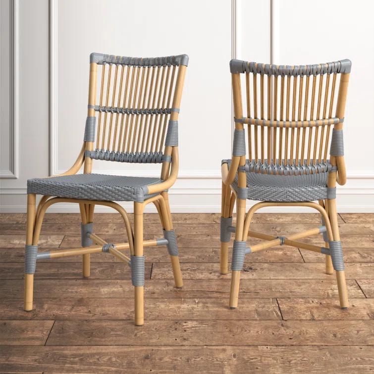 Kelly Clarkson Home Kaylee Slat Back Side Chair in Brown/Gray (Set of 2)