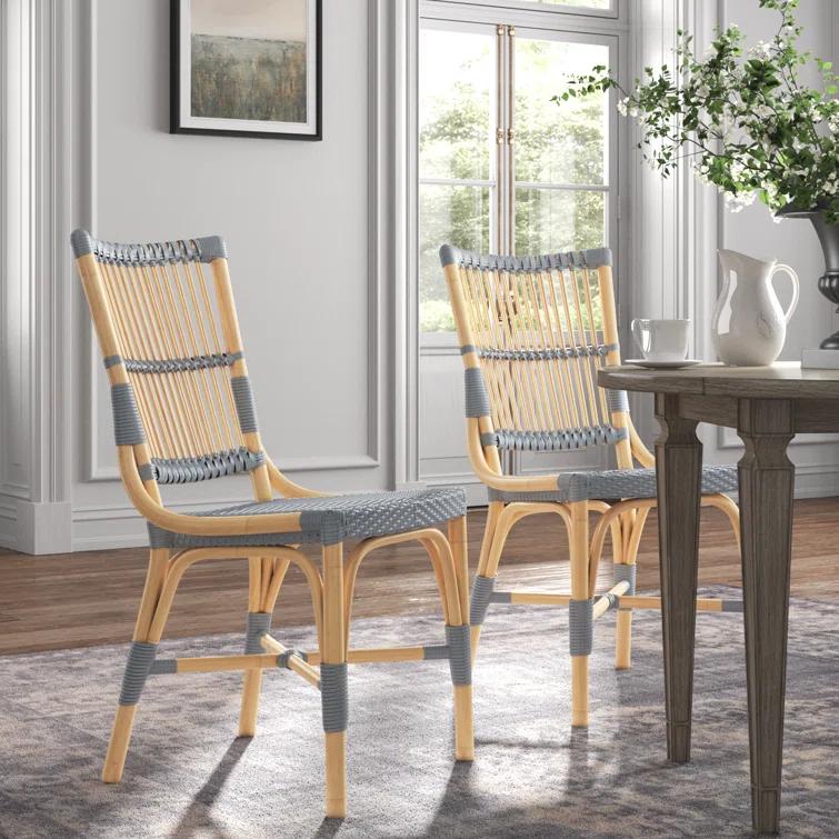 Kelly Clarkson Home Kaylee Slat Back Side Chair in Brown/Gray (Set of 2)