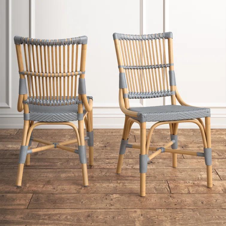 Kelly Clarkson Home Kaylee Slat Back Side Chair in Brown/Gray (Set of 2)