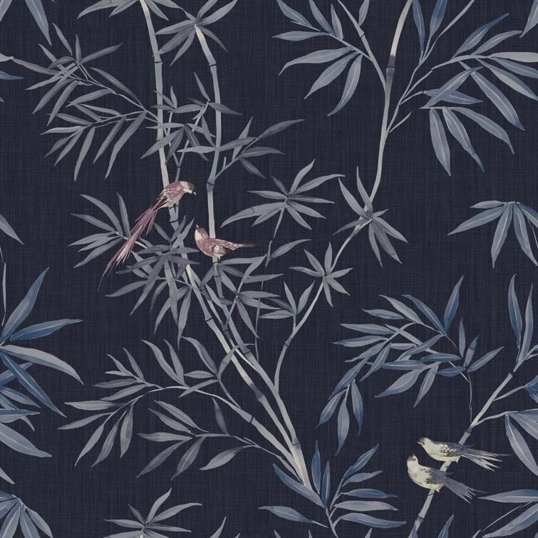 Tempaper & Co. Bamboo Chinoiserie Removable Peel and Stick Wallpaper, Nightfall, 28 sq ft: Vinyl, Self-Adhesive, Botanical Leaf Pattern