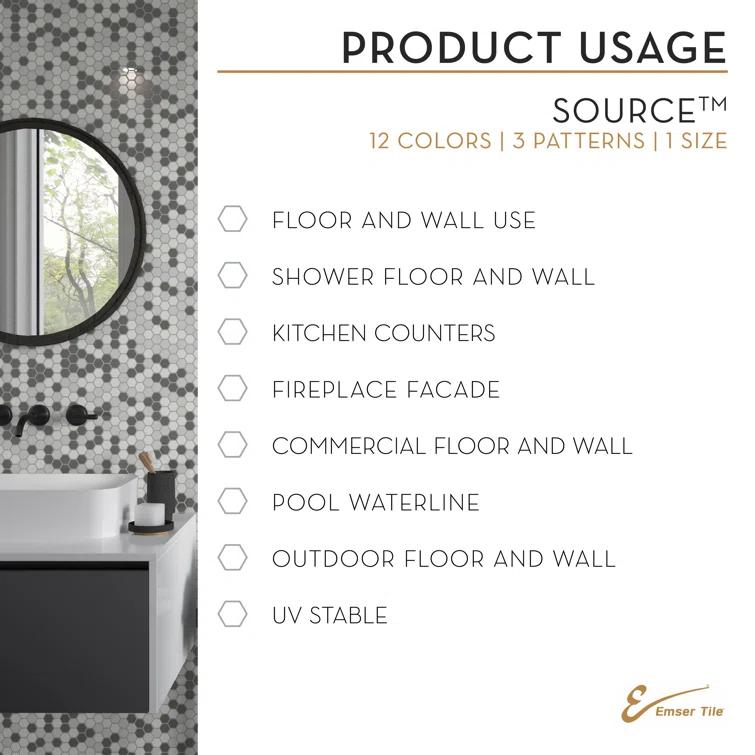 Source™ 11" x 11" Porcelain Honeycomb Mosaic Tile