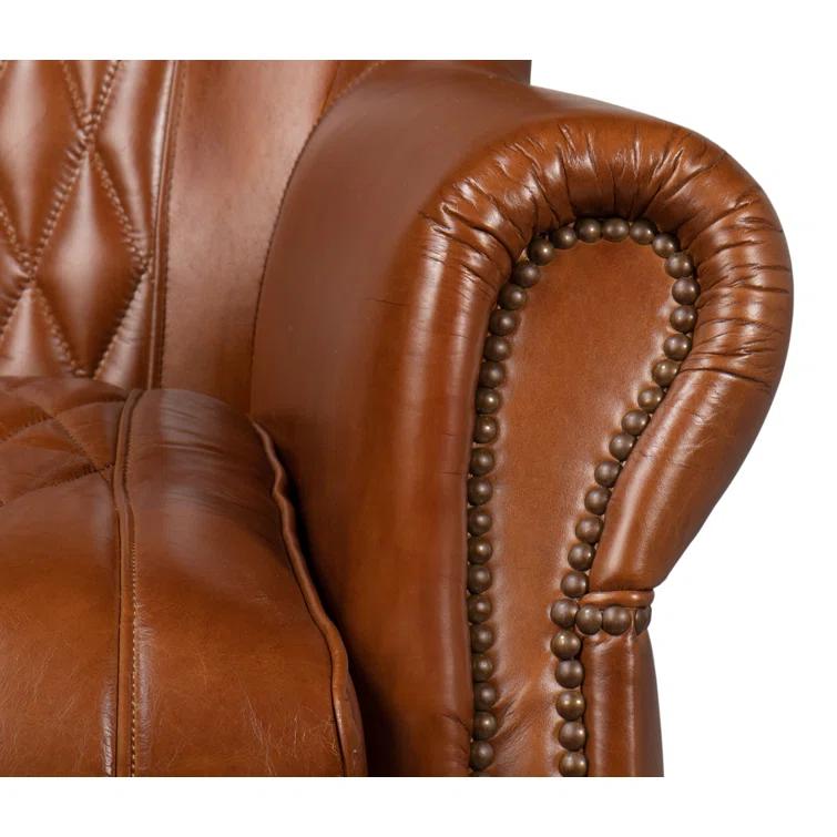 Sarreid Ltd Bugatti Leather Swivel Club Chair