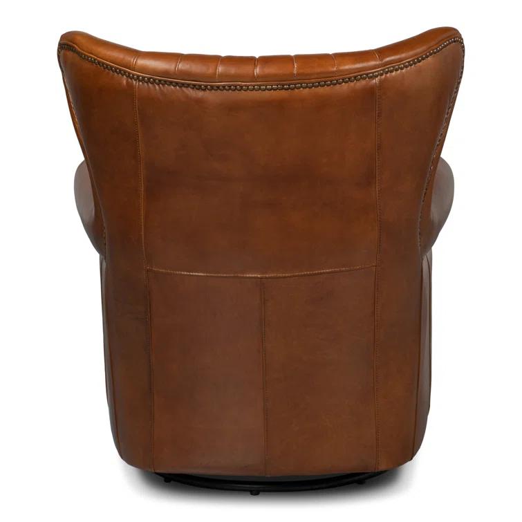 Sarreid Ltd Bugatti Leather Swivel Club Chair