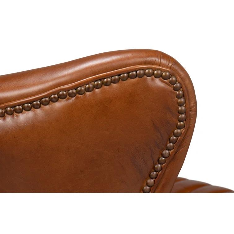 Sarreid Ltd Bugatti Leather Swivel Club Chair