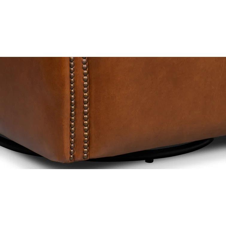 Sarreid Ltd Bugatti Leather Swivel Club Chair