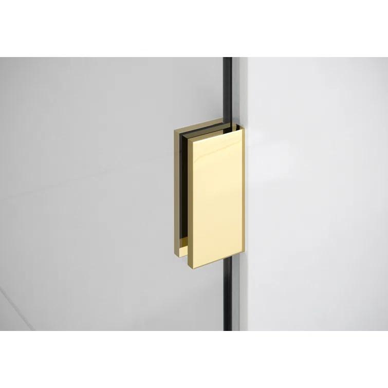 Illume 75.5 in x 78 in Frameless Polished Brass Shower Door with Clear Glass
