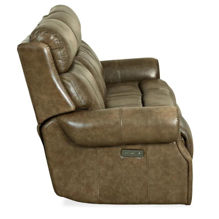 Hooker Furniture 85" Genuine Leather Rolled Arm Power Reclining Sofa
