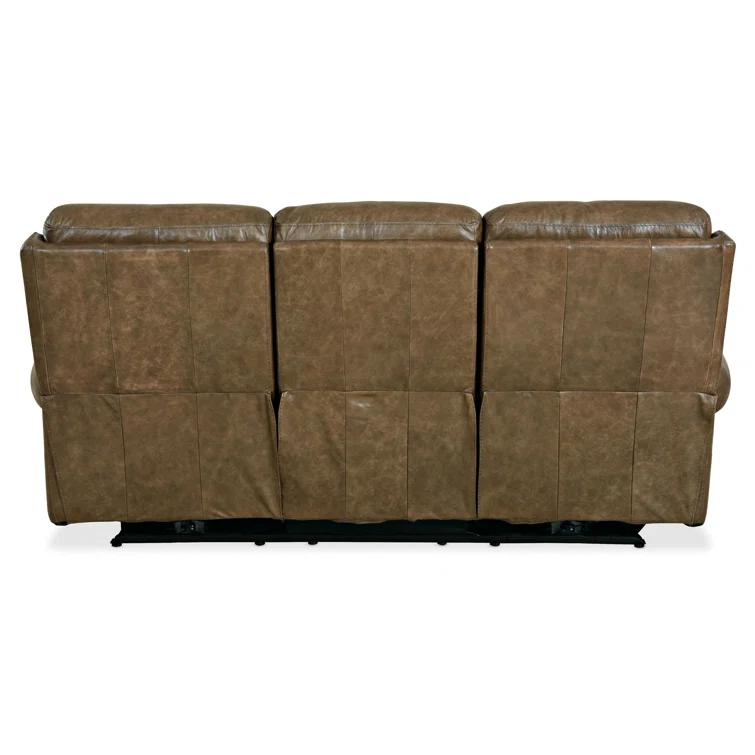 Hooker Furniture 85" Genuine Leather Rolled Arm Power Reclining Sofa