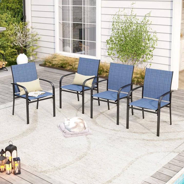 Argyri Powder-coated Steel Outdoor Dining Armchair