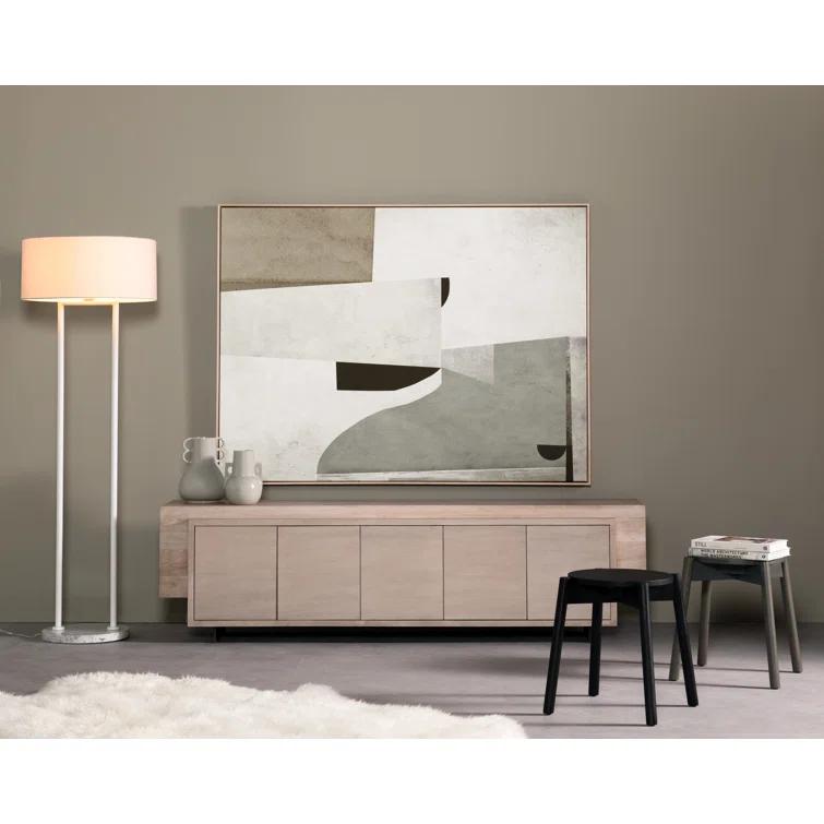 Large Abstract Canvas Art with Light Brown Floater Frame