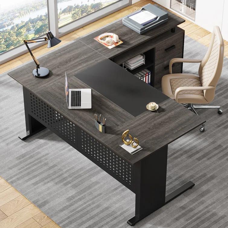 Ottovile 63'' W Executive Desk with File Cabinet for Home Office