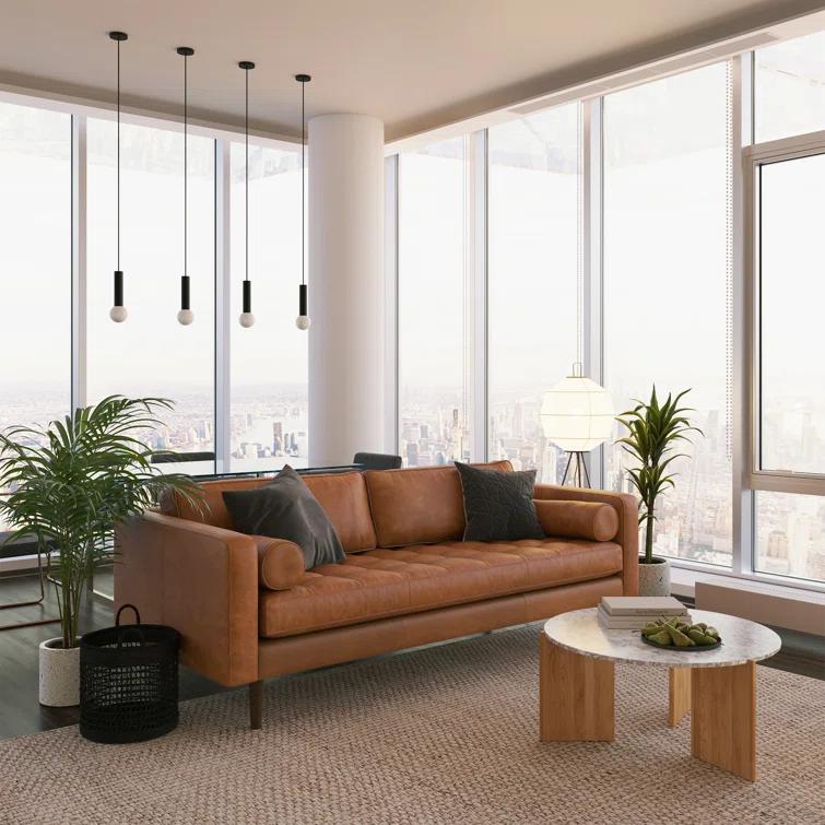 Napa 88.5'' Full-Grain Genuine Italian Leather Sofa