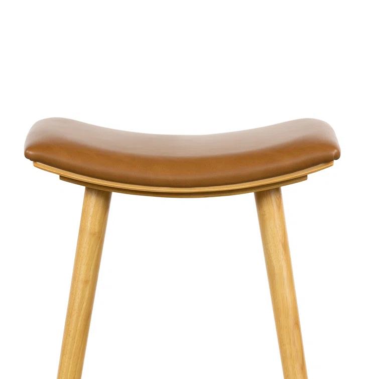 Sierra Butterscotch Leather Saddle-Style Adjustable Counter Stool in Smoked Natural