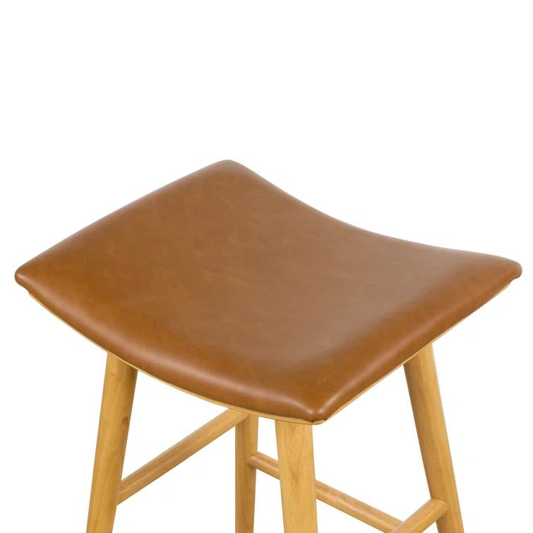 Sierra Butterscotch Leather Saddle-Style Adjustable Counter Stool in Smoked Natural