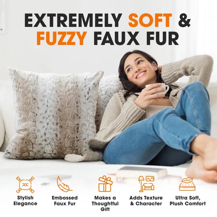Animal Print Faux Fur Throw Pillow (Set of 2)