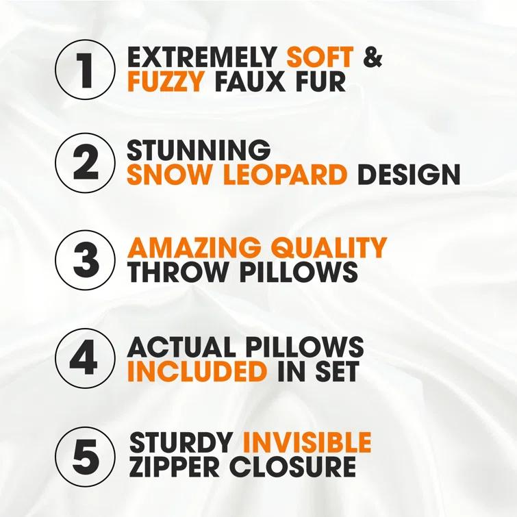 Animal Print Faux Fur Throw Pillow (Set of 2)