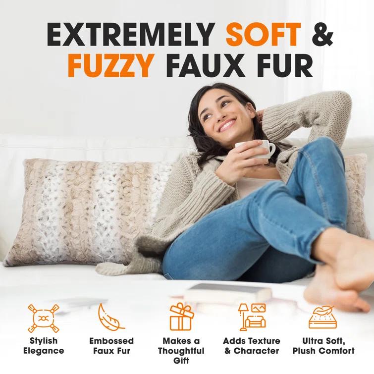 Animal Print Faux Fur Throw Pillow (Set of 2)