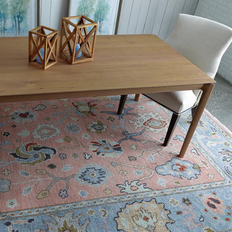 Afterglow Oriental Hand-Knotted Wool Area Rug in Sunset/Blue/Beige