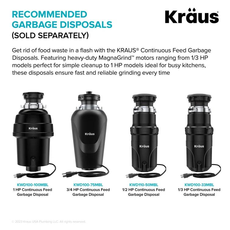 Kraus KWT311-15 KRAUS® Kore 15" Drop In / Top Mount Workstation 16 Gauge Single Bowl Stainless Steel Bar Kitchen Sink with Accessories