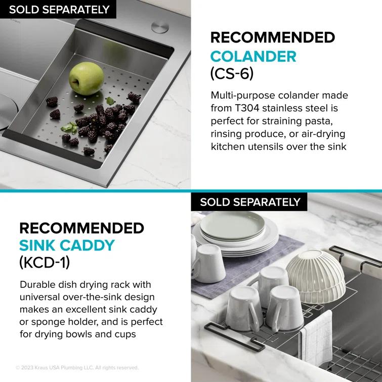 KRAUS Kore Drop-In Workstation 16 Gauge Stainless Steel Single Bowl Kitchen Sink with Accessories