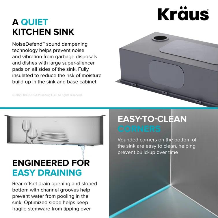 KRAUS Kore Drop-In Workstation 16 Gauge Stainless Steel Single Bowl Kitchen Sink with Accessories
