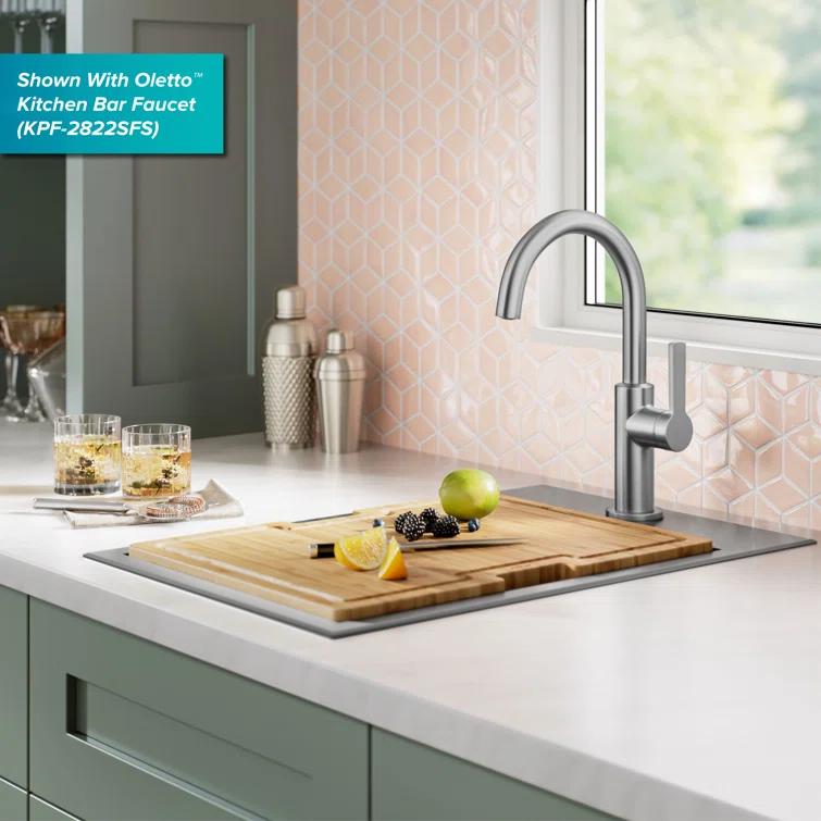 Kraus KWT311-15 KRAUS® Kore 15" Drop In / Top Mount Workstation 16 Gauge Single Bowl Stainless Steel Bar Kitchen Sink with Accessories