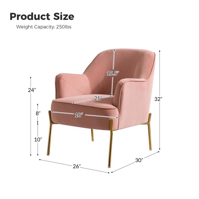Cleo 26" Wide Contemporary Chair with Recessed Arms