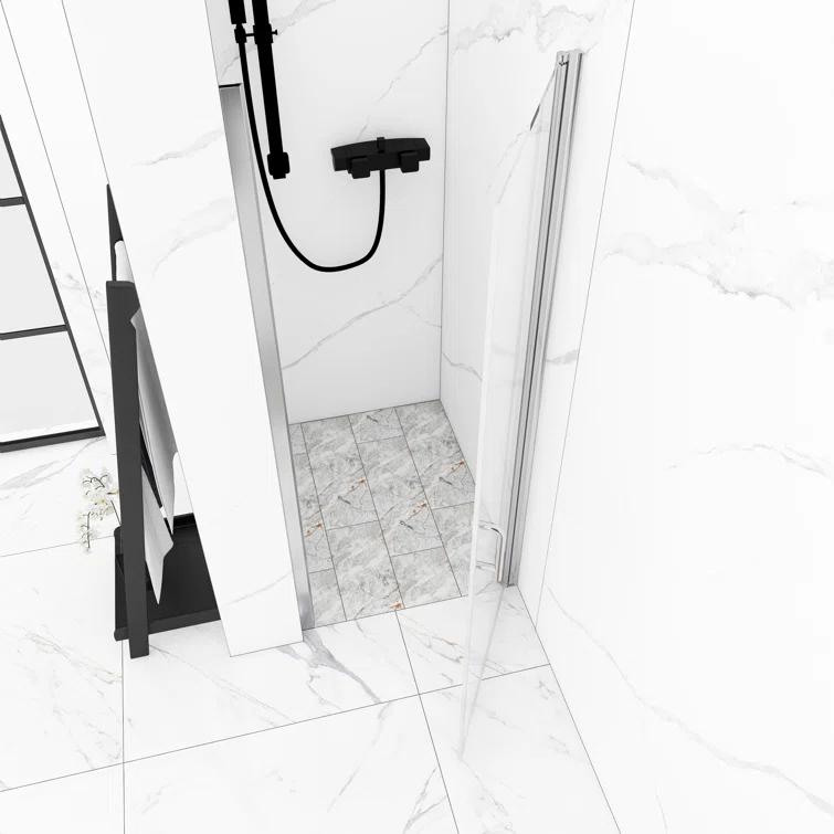 Staykiwi SKGBSD5-30CH 30'' - W x 72'' H Pivot Door Semi-Frameless Shower Door with