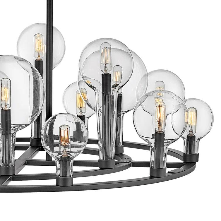 Fifteen Light Large Chandelier In Transitional-Industrial Style 37.75 Inches Wide By 16.25 Inches High-Black Finish Hinkley Lighting 30529Bk