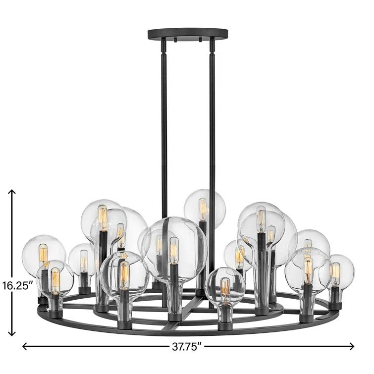 Fifteen Light Large Chandelier In Transitional-Industrial Style 37.75 Inches Wide By 16.25 Inches High-Black Finish Hinkley Lighting 30529Bk