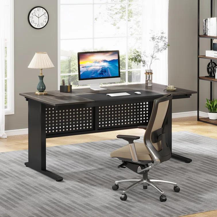 Ottovile 63'' W Executive Desk with File Cabinet for Home Office