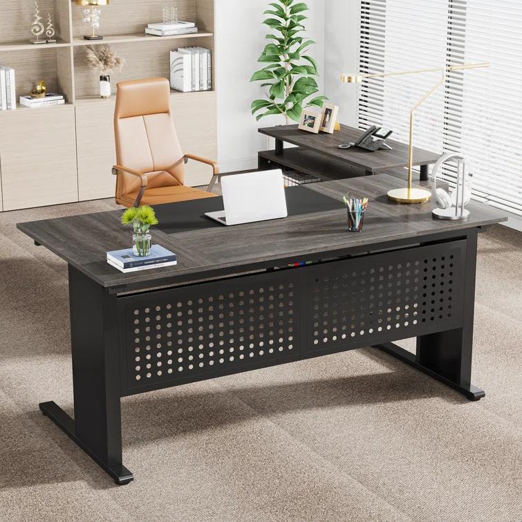 Ottovile 63'' W Executive Desk with File Cabinet for Home Office