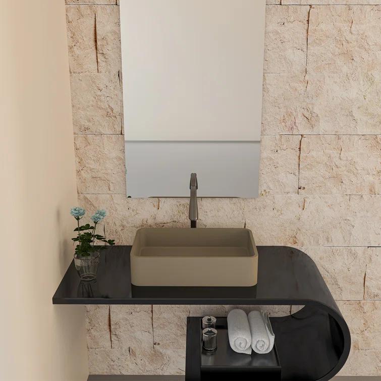 CASAINC Maple 12.79'' Concrete Rectangular Bathroom Sink
